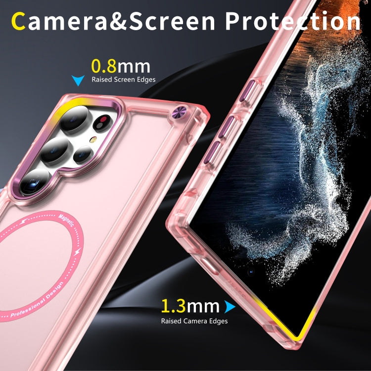 For Samsung Galaxy S25 Ultra 5G Skin Feel TPU + PC MagSafe Magnetic Phone Case(Transparent Pink) by buy2fix