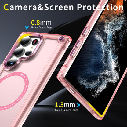 For Samsung Galaxy S25 Ultra 5G Skin Feel TPU + PC MagSafe Magnetic Phone Case(Transparent Pink) by buy2fix