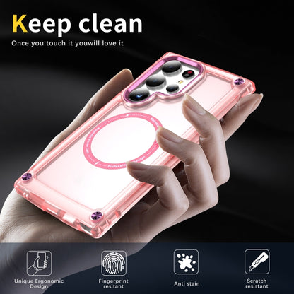 For Samsung Galaxy S25 Ultra 5G Skin Feel TPU + PC MagSafe Magnetic Phone Case(Transparent Pink) by buy2fix