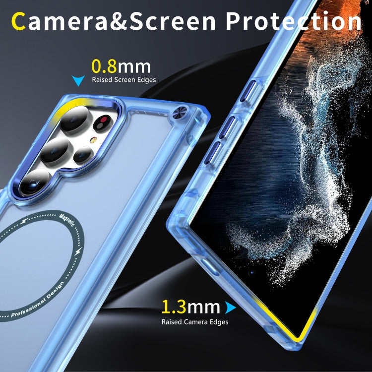 For Samsung Galaxy S25 Ultra 5G Skin Feel TPU + PC MagSafe Magnetic Phone Case(Transparent Blue) by buy2fix