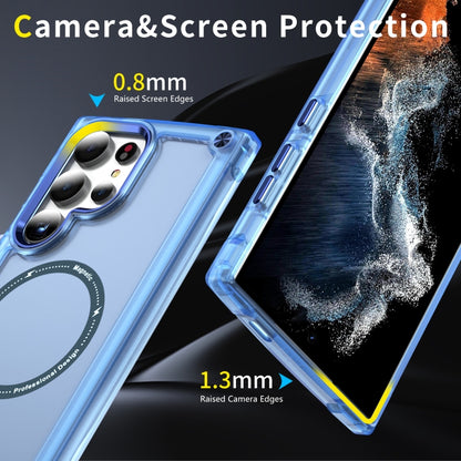 For Samsung Galaxy S25 Ultra 5G Skin Feel TPU + PC MagSafe Magnetic Phone Case(Transparent Blue) by buy2fix