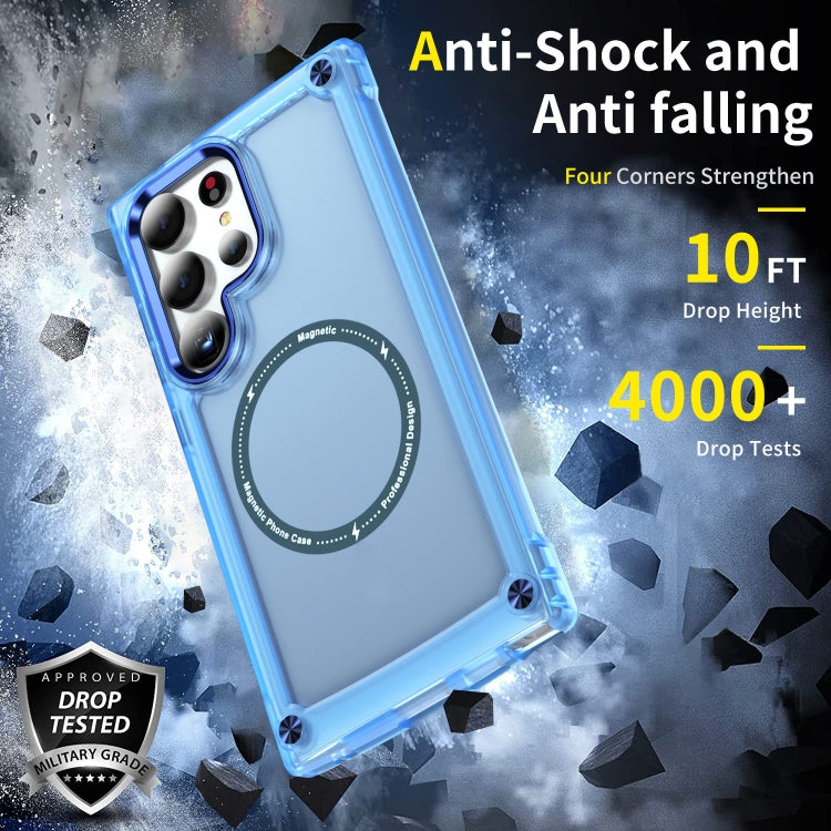 For Samsung Galaxy S25 Ultra 5G Skin Feel TPU + PC MagSafe Magnetic Phone Case(Transparent Blue) by buy2fix