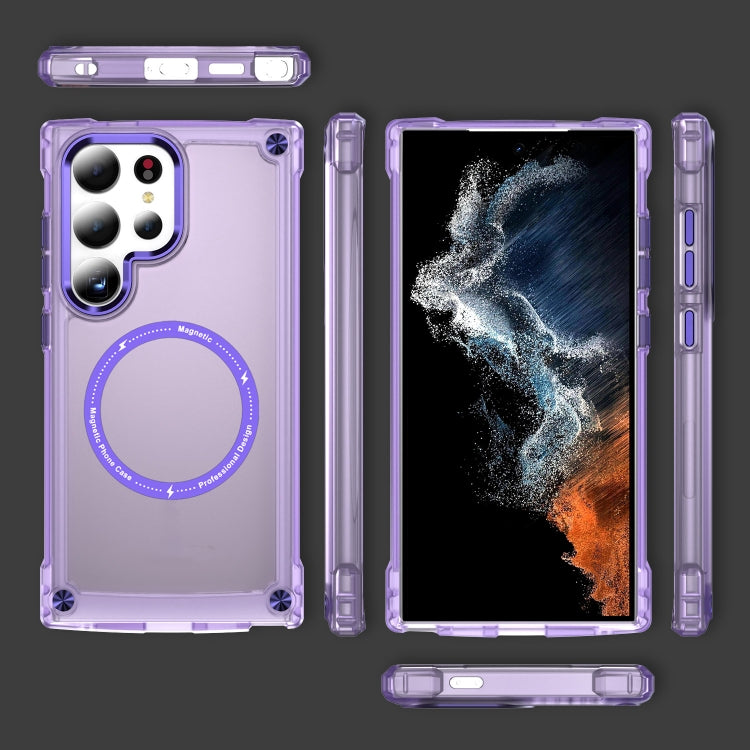For Samsung Galaxy S25 Ultra 5G Skin Feel TPU + PC MagSafe Magnetic Phone Case(Transparent Purple) by buy2fix