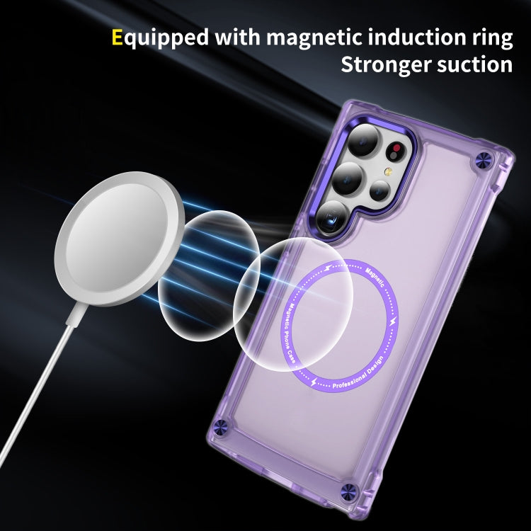 For Samsung Galaxy S25 Ultra 5G Skin Feel TPU + PC MagSafe Magnetic Phone Case(Transparent Purple) by buy2fix