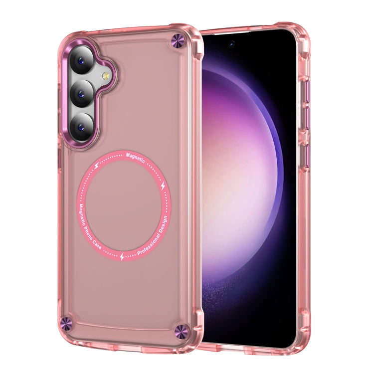 For Samsung Galaxy S25+ 5G Skin Feel TPU + PC MagSafe Magnetic Phone Case(Transparent Pink) by buy2fix