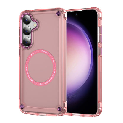 For Samsung Galaxy S25+ 5G Skin Feel TPU + PC MagSafe Magnetic Phone Case(Transparent Pink) by buy2fix