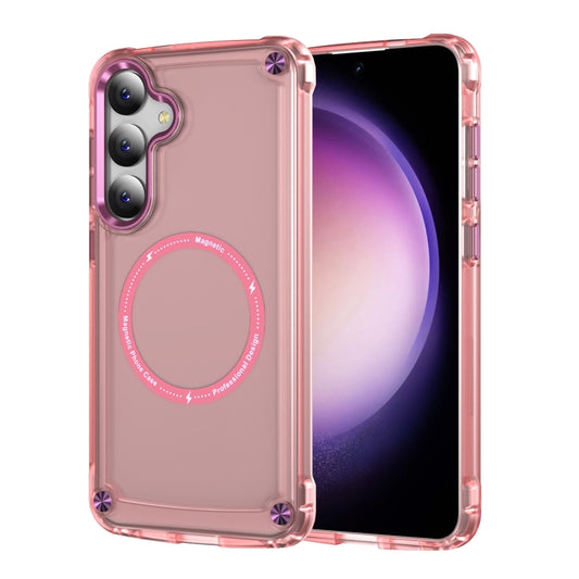For Samsung Galaxy S25+ 5G Skin Feel TPU + PC MagSafe Magnetic Phone Case(Transparent Pink) by buy2fix