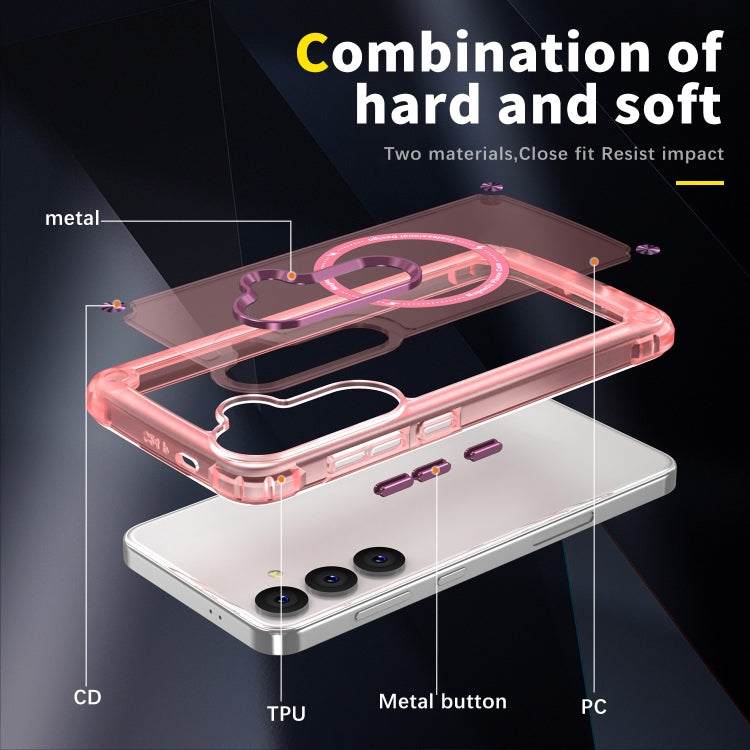 For Samsung Galaxy S25+ 5G Skin Feel TPU + PC MagSafe Magnetic Phone Case(Transparent Pink) by buy2fix