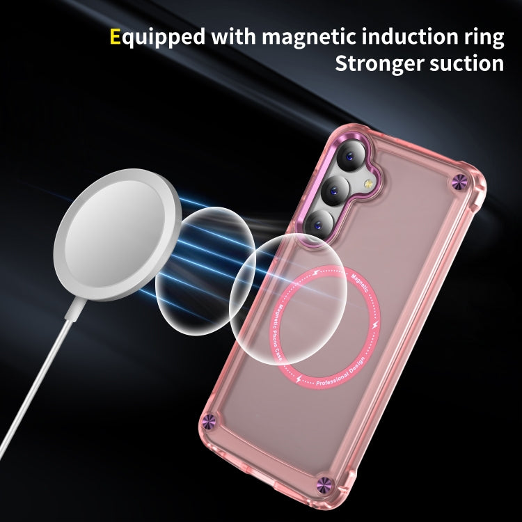 For Samsung Galaxy S25+ 5G Skin Feel TPU + PC MagSafe Magnetic Phone Case(Transparent Pink) by buy2fix