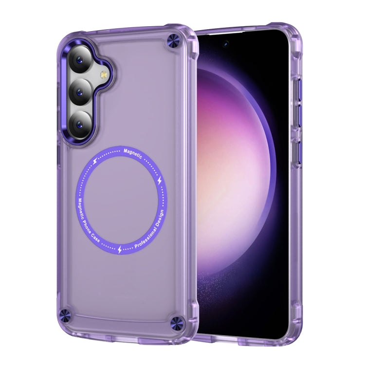 For Samsung Galaxy S25+ 5G Skin Feel TPU + PC MagSafe Magnetic Phone Case(Transparent Purple) by buy2fix