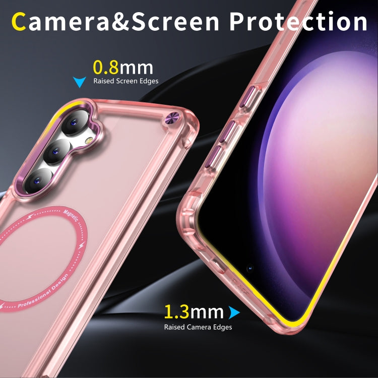 For Samsung Galaxy S25 5G Skin Feel TPU + PC MagSafe Magnetic Phone Case(Transparent Pink) by buy2fix