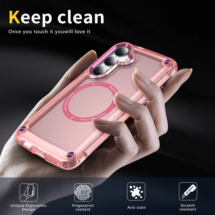 For Samsung Galaxy S25 5G Skin Feel TPU + PC MagSafe Magnetic Phone Case(Transparent Pink) by buy2fix
