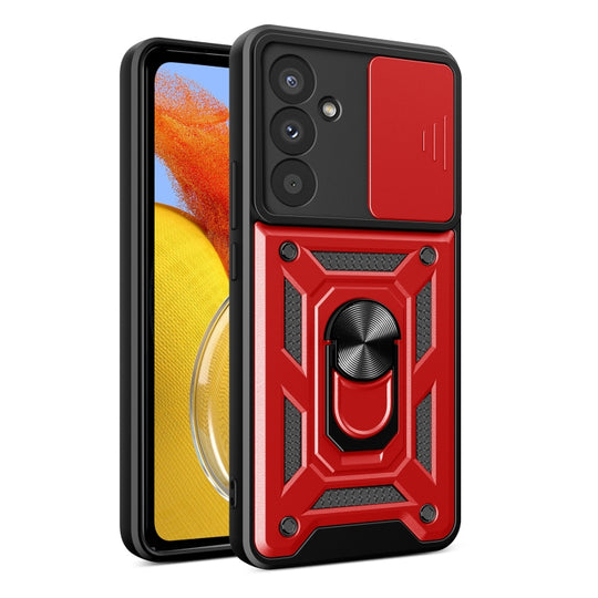For Samsung Galaxy M14 5G Sliding Camera Cover Design TPU+PC Phone Case(Red)