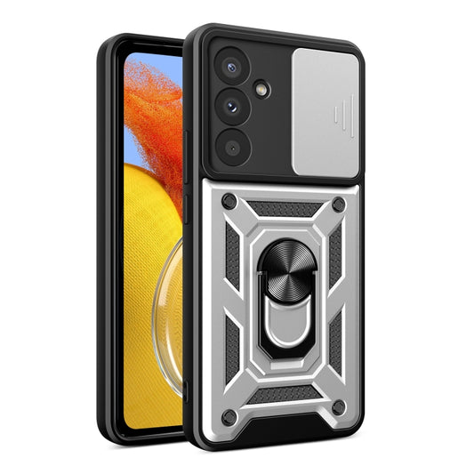 For Samsung Galaxy M14 5G Sliding Camera Cover Design TPU+PC Phone Case(Silver) by buy2fix