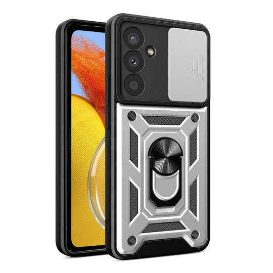 For Samsung Galaxy M14 5G Sliding Camera Cover Design TPU+PC Phone Case(Silver)