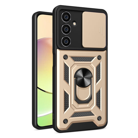For Samsung Galaxy M54 5G Sliding Camera Cover Design TPU+PC Phone Case(Gold)