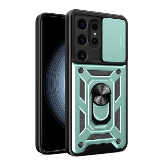For Samsung Galaxy S24 Ultra 5G Sliding Camera Cover Design TPU+PC Phone Case(Green)