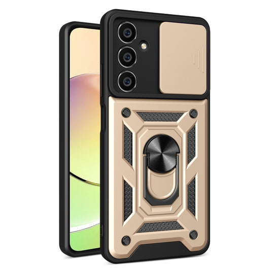 For Samsung Galaxy A05s Sliding Camera Cover Design TPU+PC Phone Case(Gold)