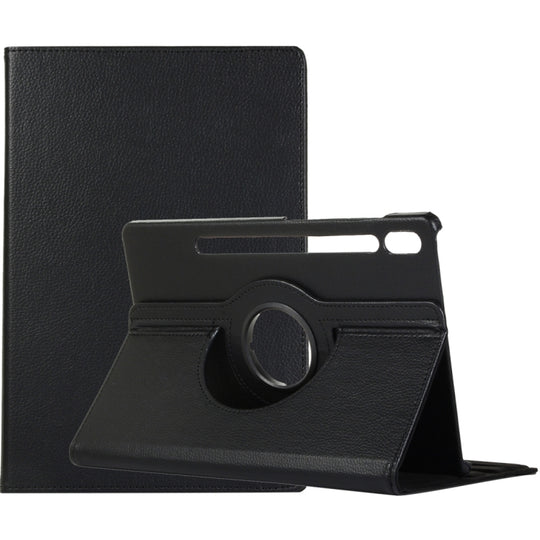 For Samsung Galaxy Tab S10 FE / S9 FE / S9 Litchi Texture 360 Degrees Rotation Holder Leather Tablet Case(Black)
