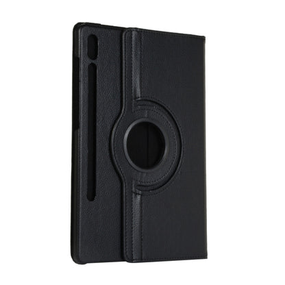 For Samsung Galaxy Tab S10 FE / S9 FE / S9 360 Degrees Rotation Holder Litchi Texture Leather Tablet Case(Black) - Galaxy Tab S9 Cases by buy2fix | Online Shopping UK | buy2fix