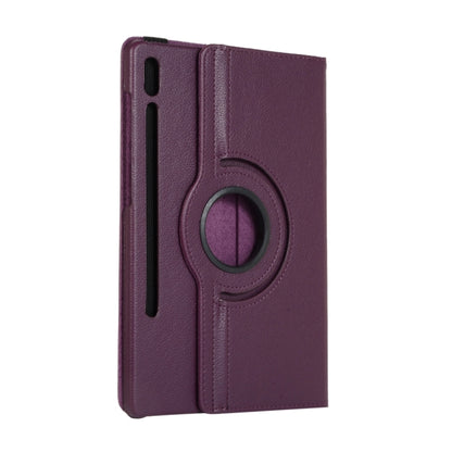 For Samsung Galaxy Tab S10 FE / S9 FE / S9 Litchi Texture 360 Degrees Rotation Holder Leather Tablet Case(Purple) - Galaxy Tab S9 Cases by buy2fix | Online Shopping UK | buy2fix