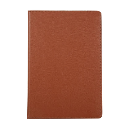 For Samsung Galaxy Tab S10 FE / S9 FE / S9 Litchi Texture 360 Degrees Rotation Holder Leather Tablet Case(Brown) - Galaxy Tab S9 Cases by buy2fix | Online Shopping UK | buy2fix