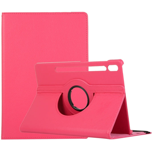 For Samsung Galaxy Tab S9+ / Tab S10+ Litchi Texture 360 Degrees Rotation Holder Leather Tablet Case(Rose Red) - Galaxy Tab S9+ Cases by buy2fix | Online Shopping UK | buy2fix