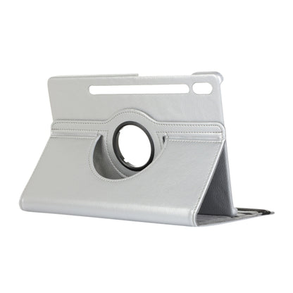 For Samsung Galaxy Tab S9+ / Tab S10+ Litchi Texture 360 Degrees Rotation Holder Leather Tablet Case(Silver) - Galaxy Tab S9+ Cases by buy2fix | Online Shopping UK | buy2fix