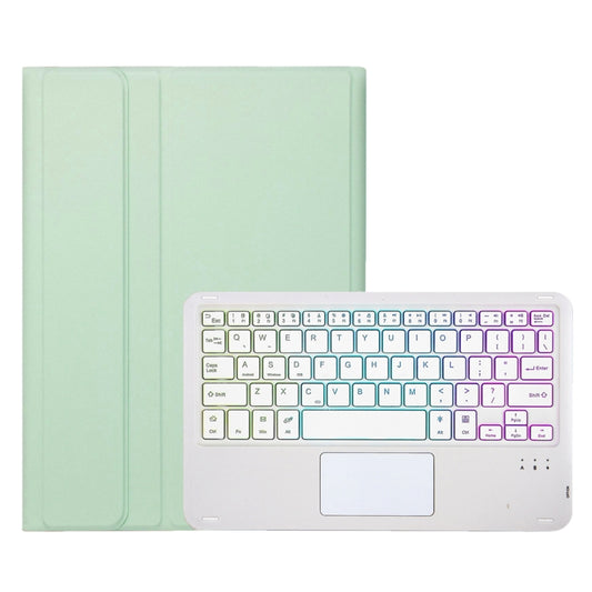 For Samsung Galaxy Tab S9 FE / 10 FE Candy Color Touch Backlight Bluetooth Keyboard Leather Tablet Case with Pen Holder(Light Green) - Samsung Keyboard by buy2fix | Online Shopping UK | buy2fix
