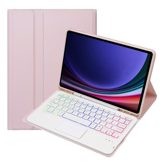 For Samsung Galaxy Tab S9 FE / 10 FE Candy Color Touch Backlight Bluetooth Keyboard Leather Tablet Case with Pen Holder(Pink) - Samsung Keyboard by buy2fix | Online Shopping UK | buy2fix
