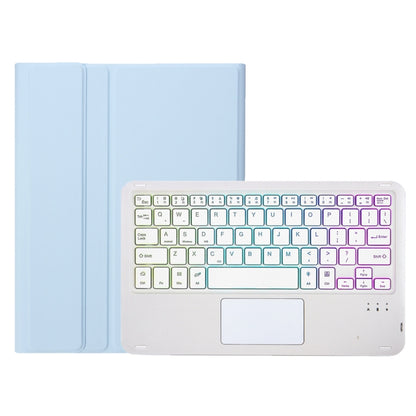 For Samsung Galaxy Tab S9 FE / 10 FE Candy Color Touch Backlight Bluetooth Keyboard Leather Tablet Case with Pen Holder(Ice Blue) - Samsung Keyboard by buy2fix | Online Shopping UK | buy2fix