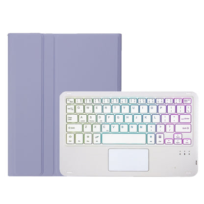 For Samsung Galaxy Tab S9 FE / 10 FE Candy Color Touch Backlight Bluetooth Keyboard Leather Tablet Case with Pen Holder(Purple) - Samsung Keyboard by buy2fix | Online Shopping UK | buy2fix