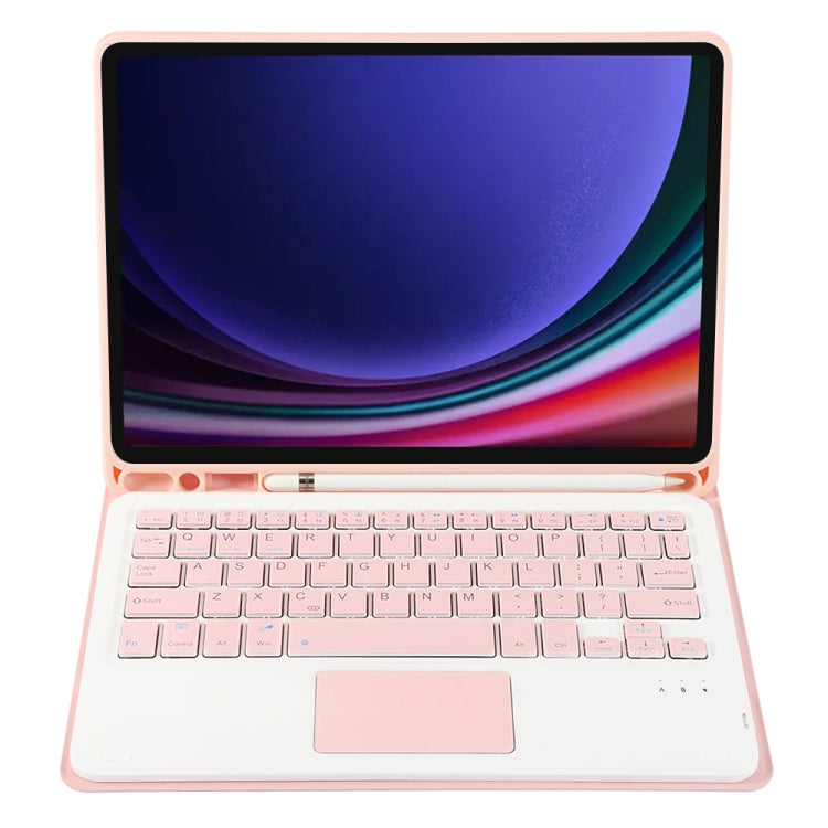 For Samsung Galaxy Tab S9 FE / 10 FE A710B-A Candy Color TPU Touch Bluetooth Keyboard Leather Tablet Case with Pen Holder(Pink) - Samsung Keyboard by buy2fix | Online Shopping UK | buy2fix