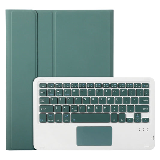For Samsung Galaxy Tab S10 Lite / S10 FE / S9 FE A710B-A Candy Color TPU Touch Bluetooth Keyboard Leather Tablet Case with Pen Holder(Dark Green) by buy2fix