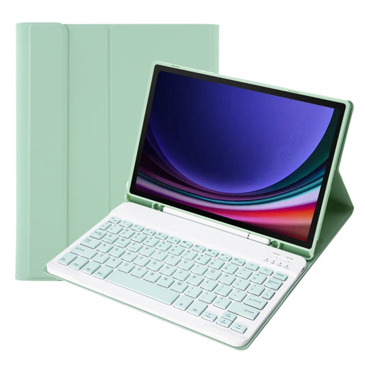 For Samsung Galaxy Tab S9 FE / S10 FE A710B Candy Color TPU Bluetooth Keyboard Leather Tablet Case with Pen Holder(Light Green) - Samsung Keyboard by buy2fix | Online Shopping UK | buy2fix