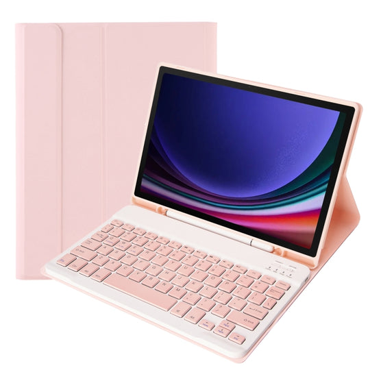 For Samsung Galaxy Tab S10 Lite / S10 FE / S9 FE A710B Candy Color TPU Bluetooth Keyboard Leather Tablet Case with Pen Holder(Pink)