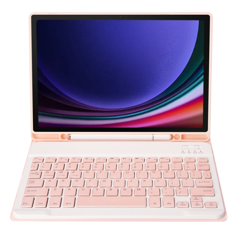 For Samsung Galaxy Tab S9 FE / S10 FE A710B Candy Color TPU Bluetooth Keyboard Leather Tablet Case with Pen Holder(Pink) - Samsung Keyboard by buy2fix | Online Shopping UK | buy2fix
