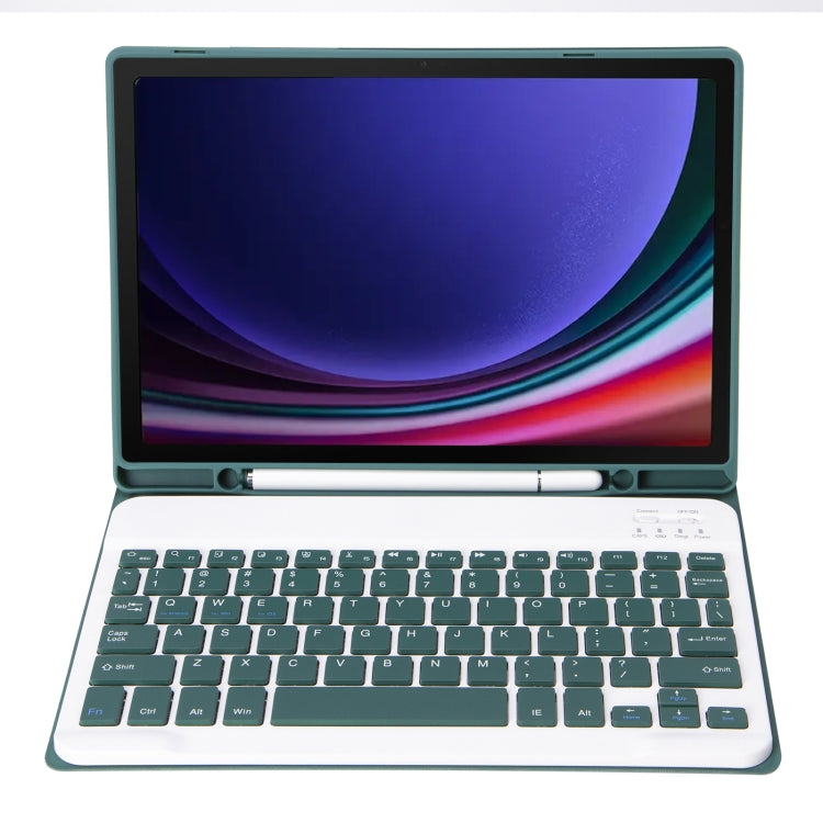 For Samsung Galaxy Tab S9 FE / S10 FE A710B Candy Color TPU Bluetooth Keyboard Leather Tablet Case with Pen Holder(Dark Green) - Samsung Keyboard by buy2fix | Online Shopping UK | buy2fix