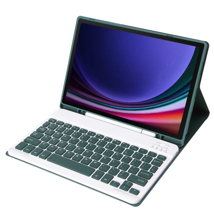 For Samsung Galaxy Tab S9 FE / S10 FE A710B Candy Color TPU Bluetooth Keyboard Leather Tablet Case with Pen Holder(Dark Green) - Samsung Keyboard by buy2fix | Online Shopping UK | buy2fix