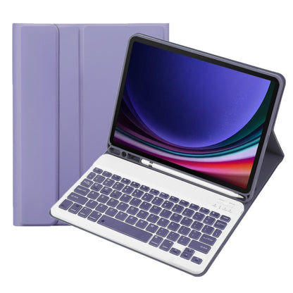 For Samsung Galaxy Tab S9 FE / S10 FE A710B Candy Color TPU Bluetooth Keyboard Leather Tablet Case with Pen Holder(Purple) - Samsung Keyboard by buy2fix | Online Shopping UK | buy2fix
