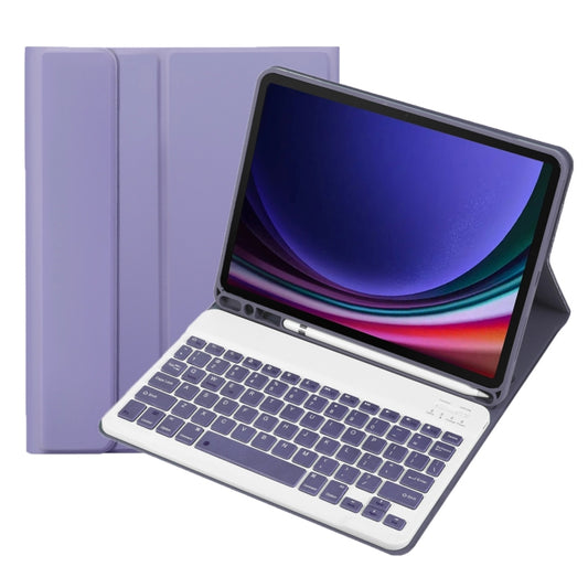 For Samsung Galaxy Tab S9 FE / S10 FE A710B Candy Color TPU Bluetooth Keyboard Leather Tablet Case with Pen Holder(Purple) - Samsung Keyboard by buy2fix | Online Shopping UK | buy2fix