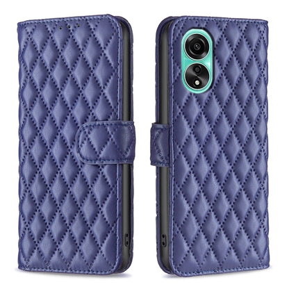 For OPPO A78 4G Diamond Lattice Wallet Flip Leather Phone Case(Blue) by buy2fix