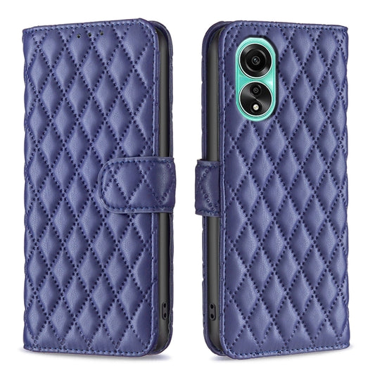 For OPPO A78 4G Diamond Lattice Wallet Flip Leather Phone Case(Blue) by buy2fix