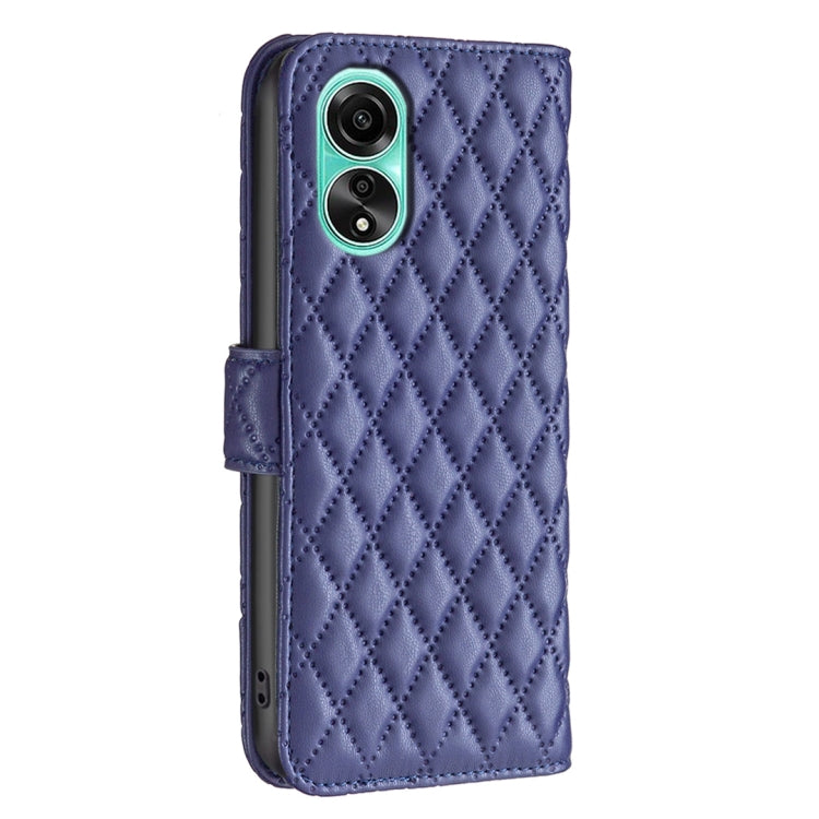 For OPPO A78 4G Diamond Lattice Wallet Flip Leather Phone Case(Blue) by buy2fix