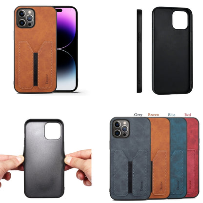 For iPhone 15 Denior DV Elastic Card Slot PU Back Cover Phone Case(Red) - iPhone 15 Cases by Denior | Online Shopping UK | buy2fix