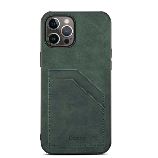For iPhone 15 Pro Denior PU Dual Card Slot Back Cover Phone Case(Green) - iPhone 15 Pro Cases by Denior | Online Shopping UK | buy2fix