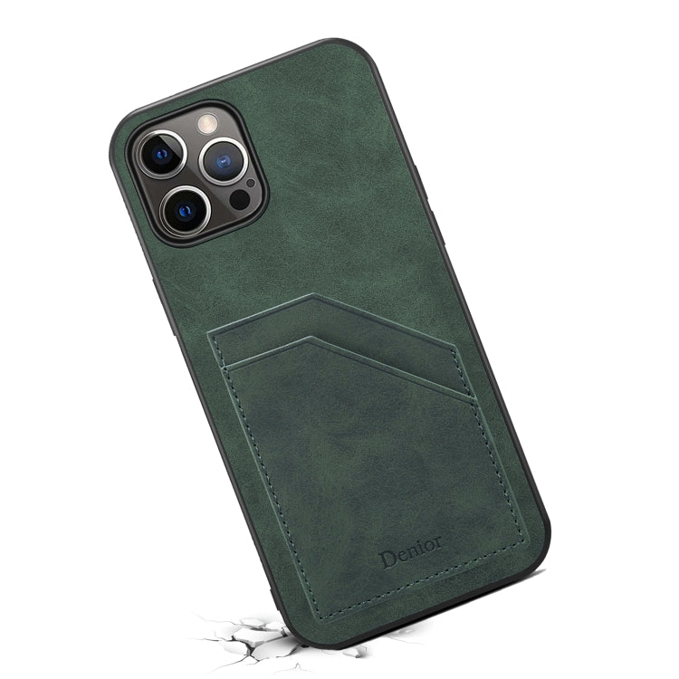 For iPhone 15 Pro Denior PU Dual Card Slot Back Cover Phone Case(Green) - iPhone 15 Pro Cases by Denior | Online Shopping UK | buy2fix