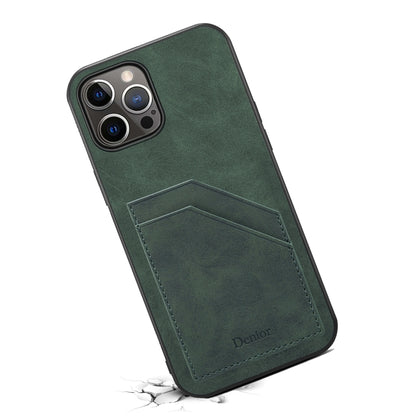 For iPhone 15 Pro Denior PU Dual Card Slot Back Cover Phone Case(Green) - iPhone 15 Pro Cases by Denior | Online Shopping UK | buy2fix