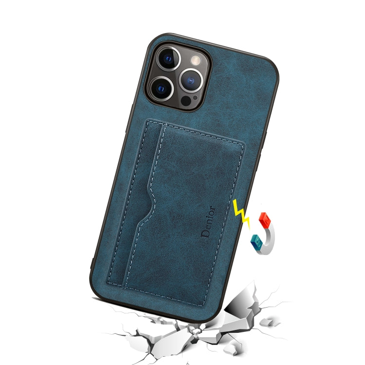 For iPhone 15 Denior PU Single Card Slot Holder Phone Case(Blue) - iPhone 15 Cases by Denior | Online Shopping UK | buy2fix