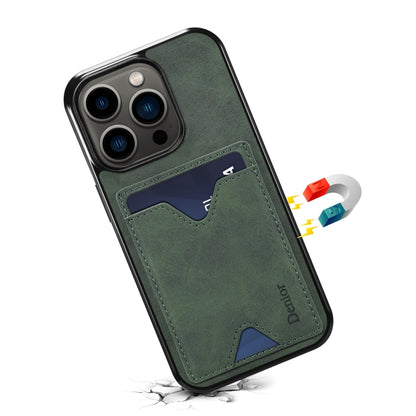 For iPhone 15 Pro Denior PU Back Cover Card Slot Holder Phone Case(Green) - iPhone 15 Pro Cases by Denior | Online Shopping UK | buy2fix